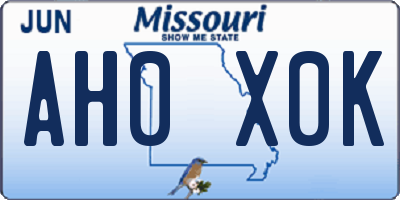 MO license plate AH0X0K