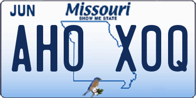 MO license plate AH0X0Q