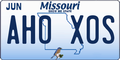 MO license plate AH0X0S