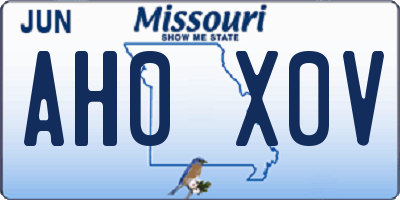 MO license plate AH0X0V