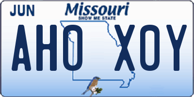MO license plate AH0X0Y