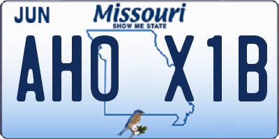 MO license plate AH0X1B