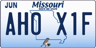 MO license plate AH0X1F