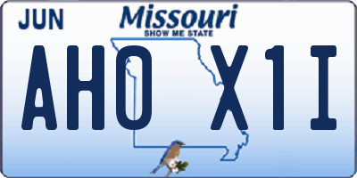 MO license plate AH0X1I