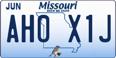 MO license plate AH0X1J