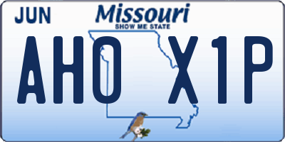 MO license plate AH0X1P