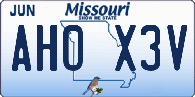 MO license plate AH0X3V