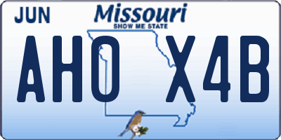 MO license plate AH0X4B