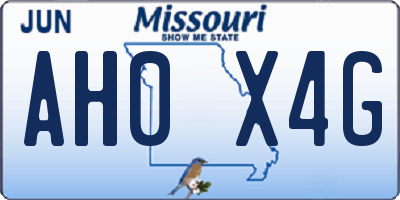 MO license plate AH0X4G