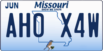 MO license plate AH0X4W