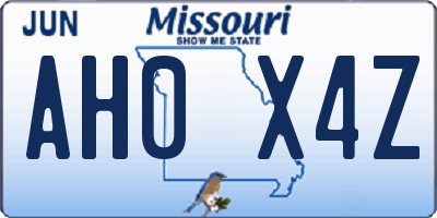 MO license plate AH0X4Z