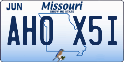 MO license plate AH0X5I