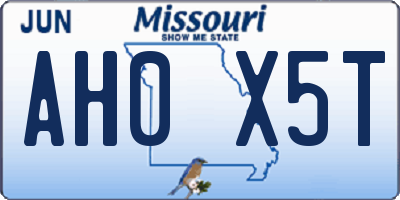 MO license plate AH0X5T