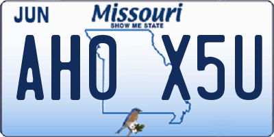 MO license plate AH0X5U