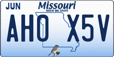 MO license plate AH0X5V