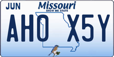 MO license plate AH0X5Y
