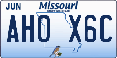 MO license plate AH0X6C