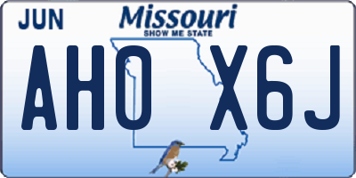 MO license plate AH0X6J