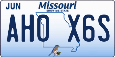 MO license plate AH0X6S