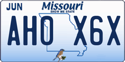 MO license plate AH0X6X