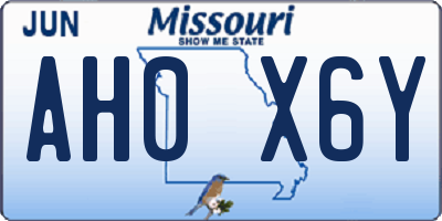 MO license plate AH0X6Y