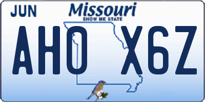 MO license plate AH0X6Z