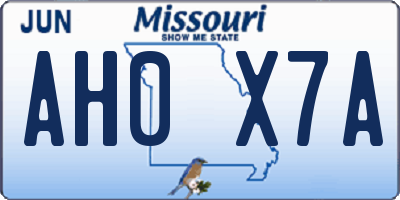MO license plate AH0X7A