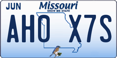 MO license plate AH0X7S