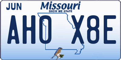 MO license plate AH0X8E