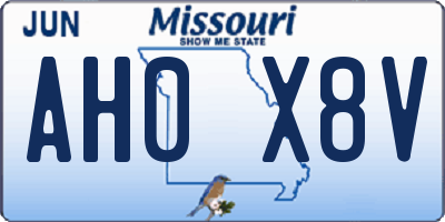 MO license plate AH0X8V