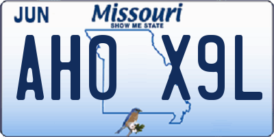 MO license plate AH0X9L