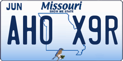 MO license plate AH0X9R