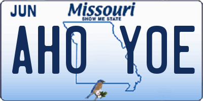MO license plate AH0Y0E