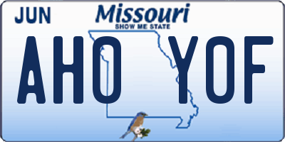 MO license plate AH0Y0F