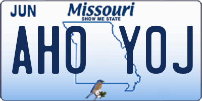 MO license plate AH0Y0J
