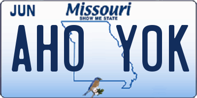 MO license plate AH0Y0K