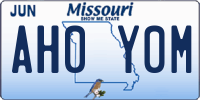 MO license plate AH0Y0M