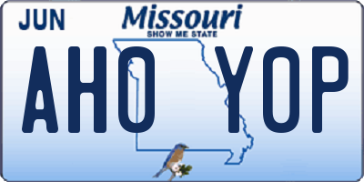 MO license plate AH0Y0P