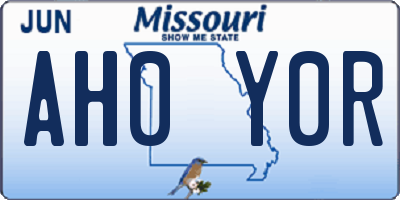 MO license plate AH0Y0R