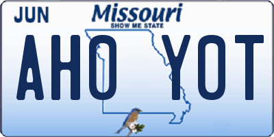 MO license plate AH0Y0T