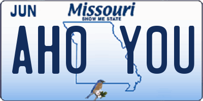 MO license plate AH0Y0U