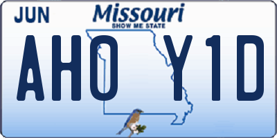 MO license plate AH0Y1D