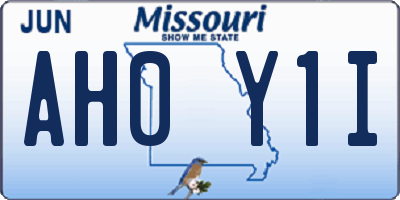 MO license plate AH0Y1I