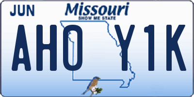 MO license plate AH0Y1K