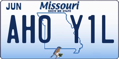 MO license plate AH0Y1L