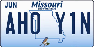 MO license plate AH0Y1N