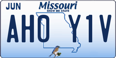 MO license plate AH0Y1V