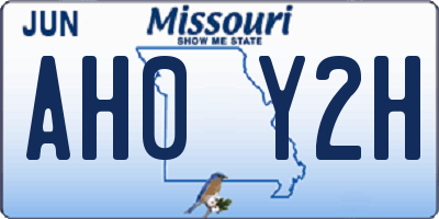 MO license plate AH0Y2H
