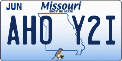 MO license plate AH0Y2I