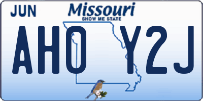 MO license plate AH0Y2J